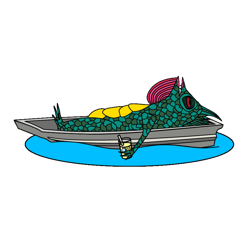Ahol Lizard Floating on Boat